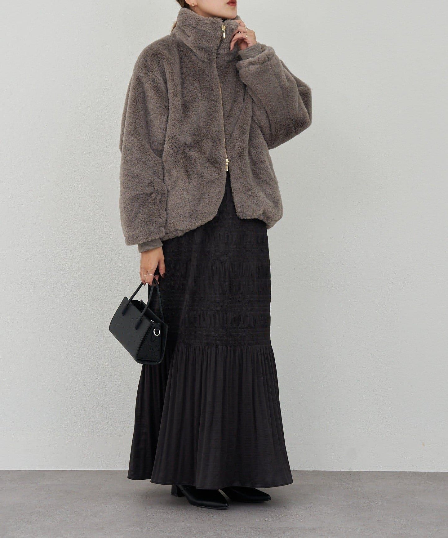 雙拉鍊毛絨大衣