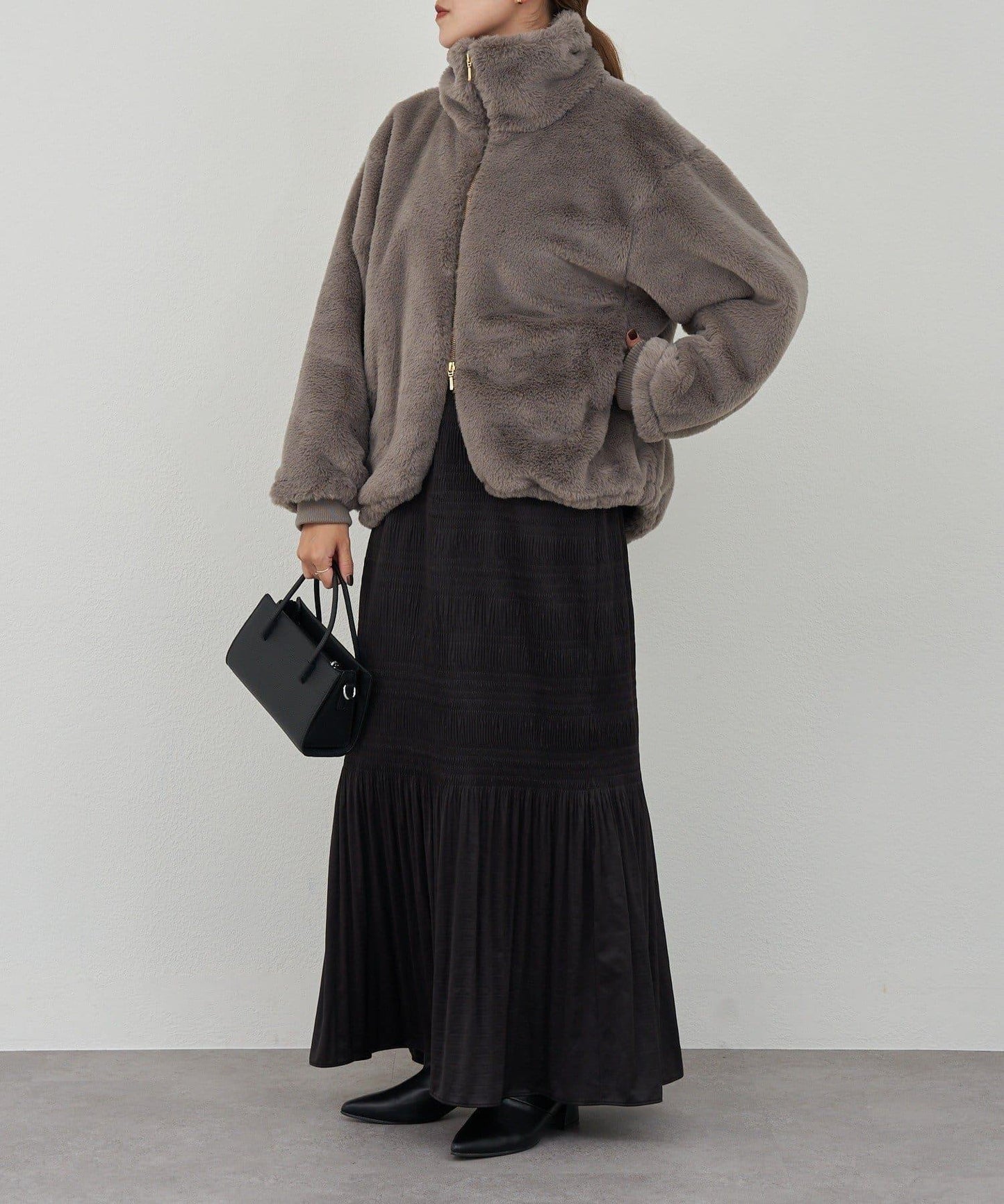 雙拉鍊毛絨大衣