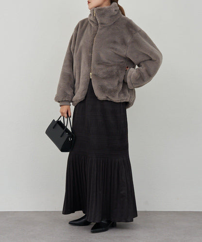 雙拉鍊毛絨大衣