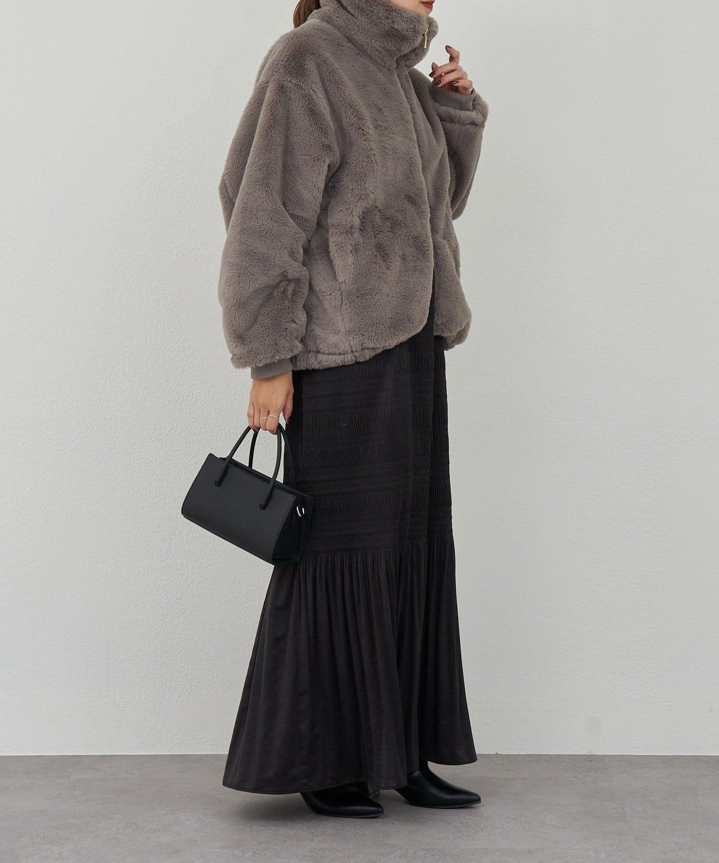 雙拉鍊毛絨大衣