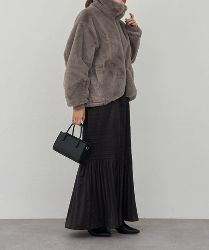 雙拉鍊毛絨大衣