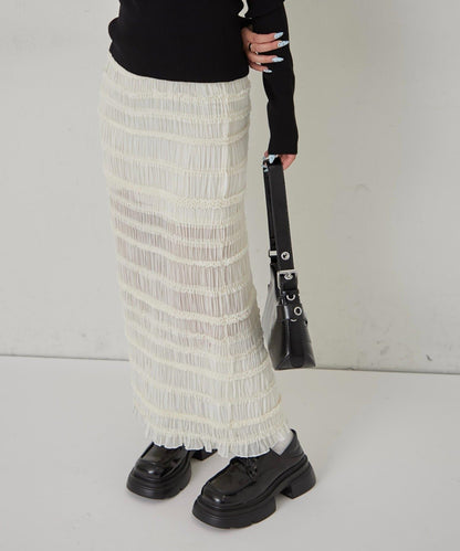 【WHO'S WHO gallery】立領荷葉邊修身長裙