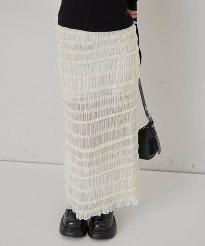 【WHO'S WHO gallery】立領荷葉邊修身長裙