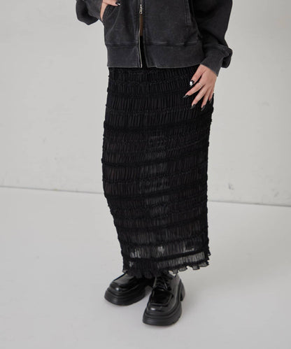 立領荷葉邊修身半身裙