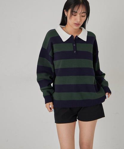 【WHO'S WHO gallery】寬鬆橄欖球針織衫