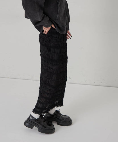 【WHO'S WHO gallery】立領荷葉邊修身長裙