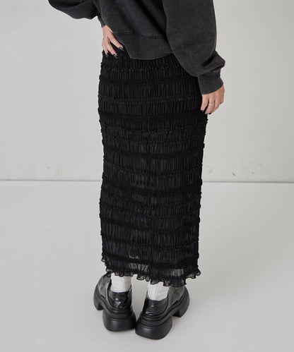 【WHO'S WHO gallery】立領荷葉邊修身長裙