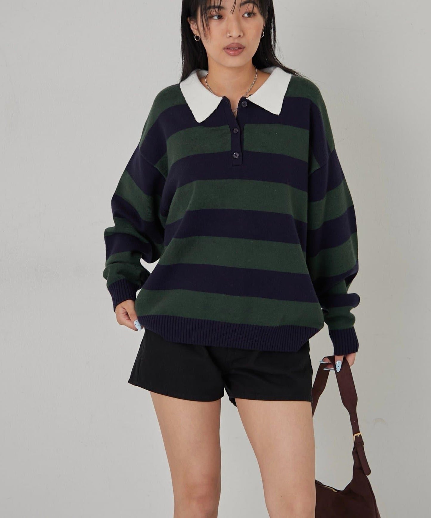 寬鬆橄欖球針織衫