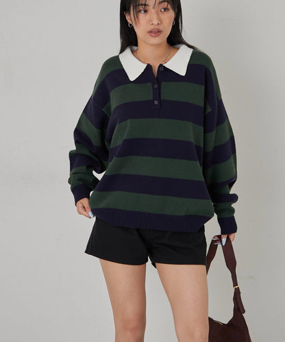 寬鬆橄欖球針織衫