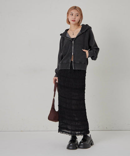 【WHO'S WHO gallery】立領荷葉邊修身長裙