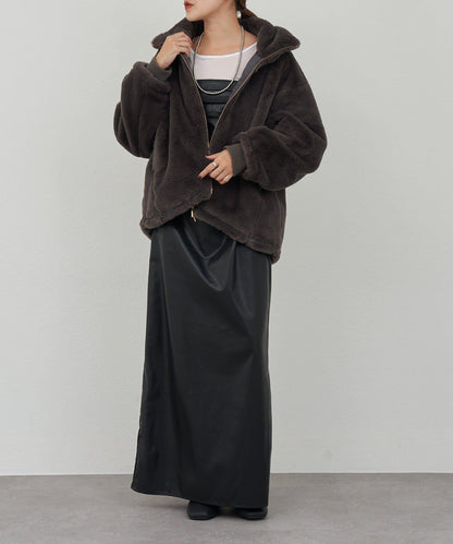 雙拉鍊毛絨大衣