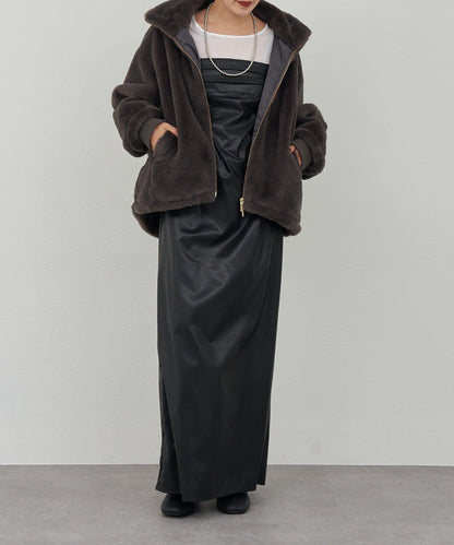 雙拉鍊毛絨大衣