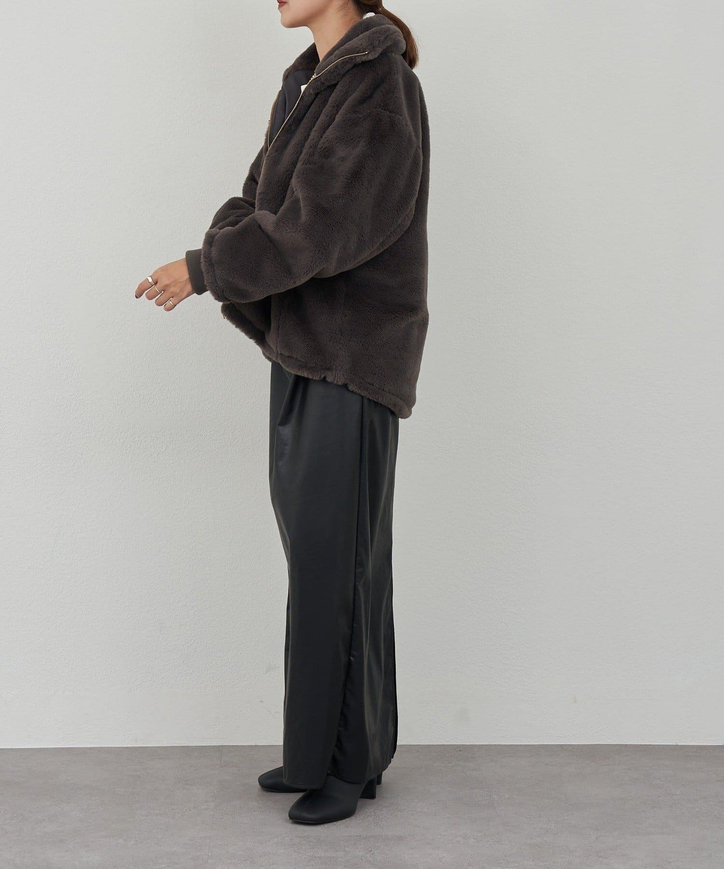 雙拉鍊毛絨大衣