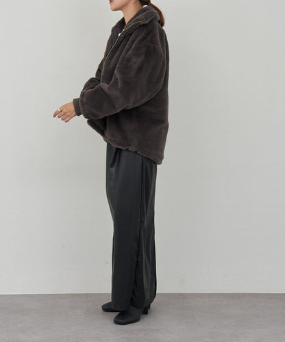 雙拉鍊毛絨大衣