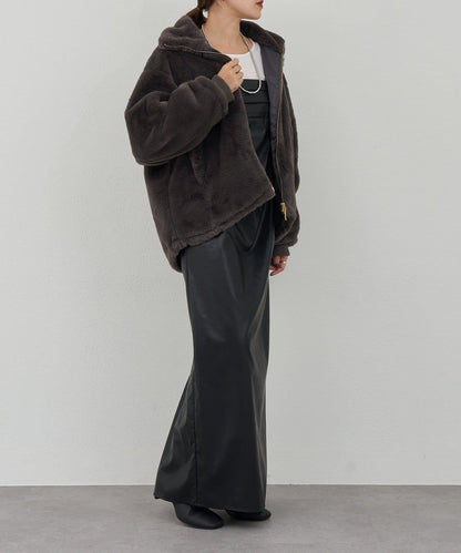 雙拉鍊毛絨大衣