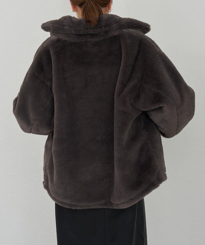 雙拉鍊毛絨大衣