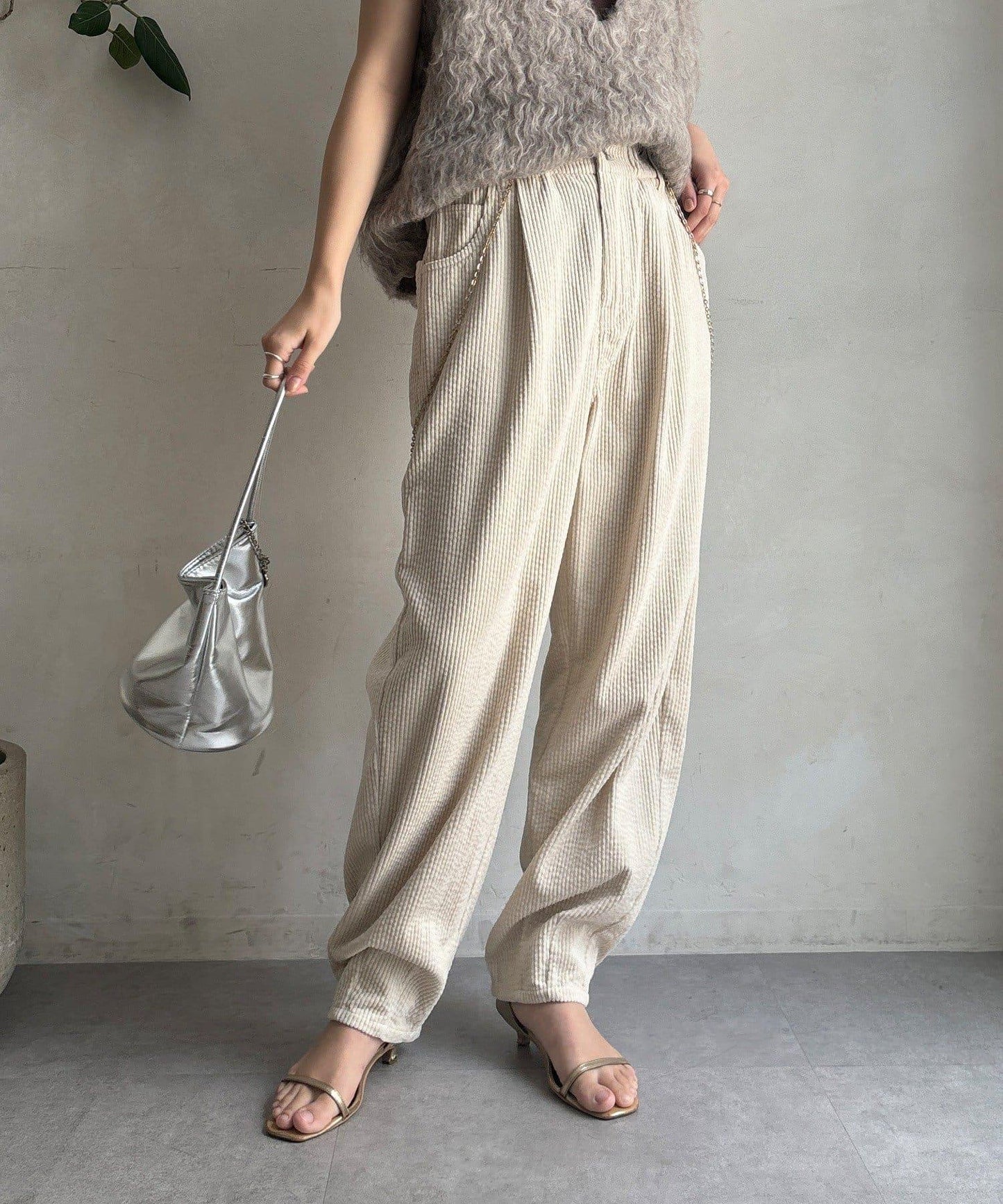 燈芯絨寬鬆長褲