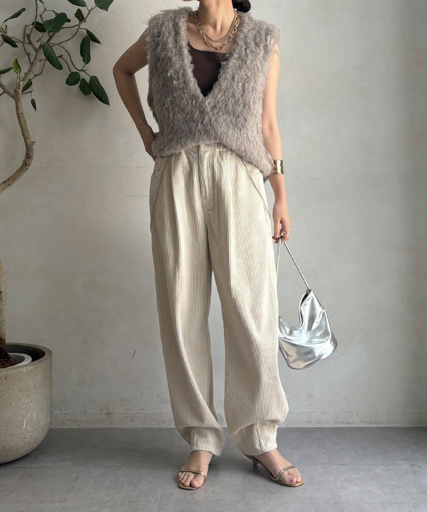 燈芯絨寬鬆長褲