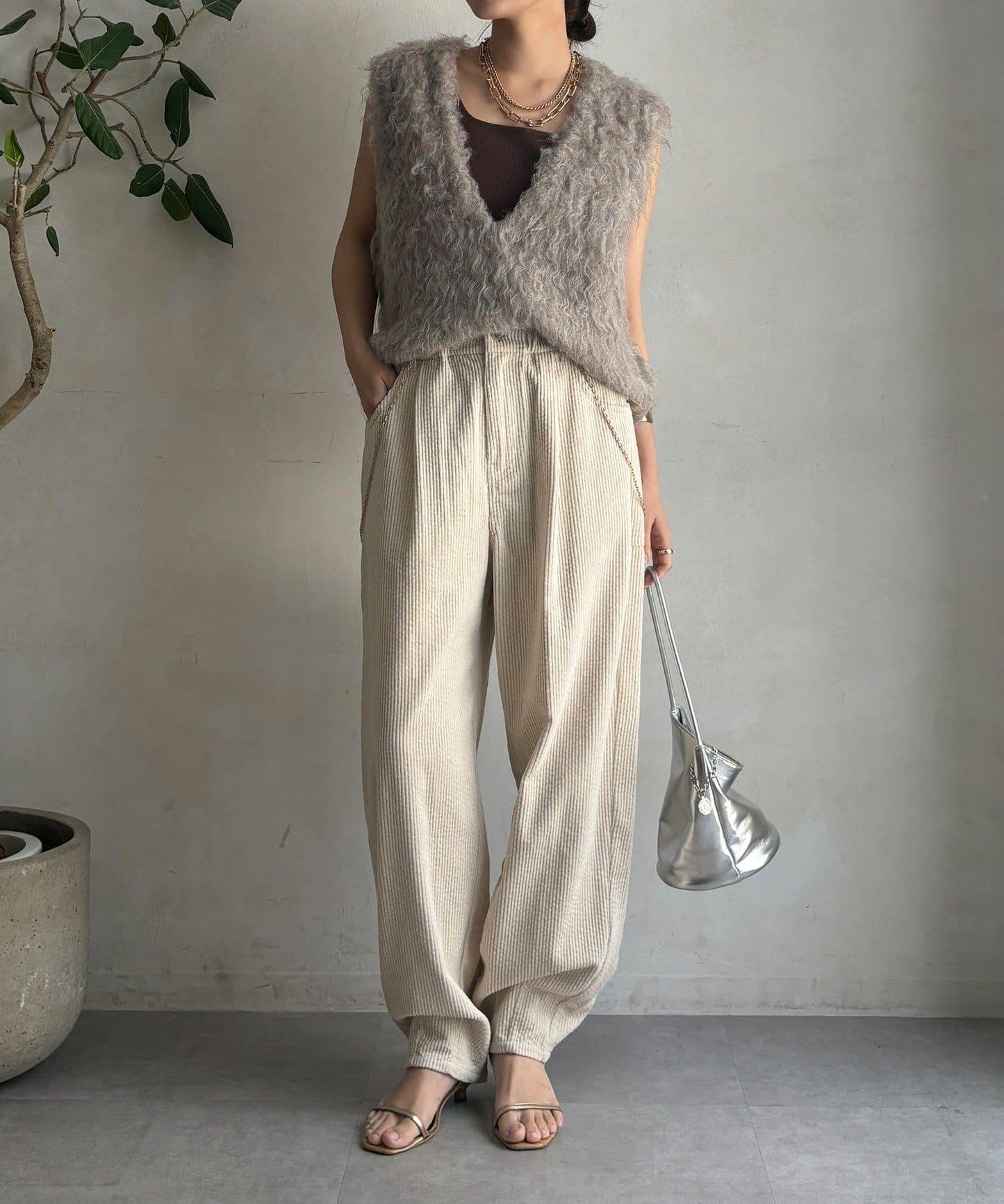 燈芯絨寬鬆長褲