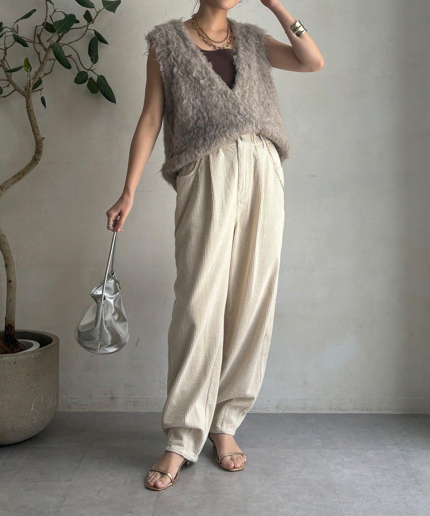 燈芯絨寬鬆長褲