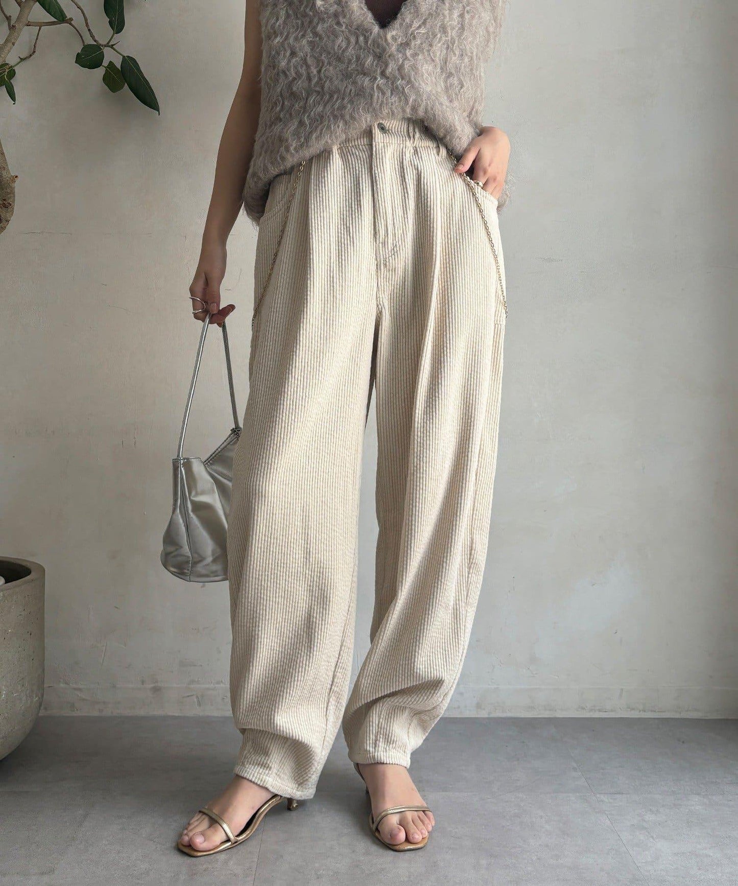 燈芯絨寬鬆長褲