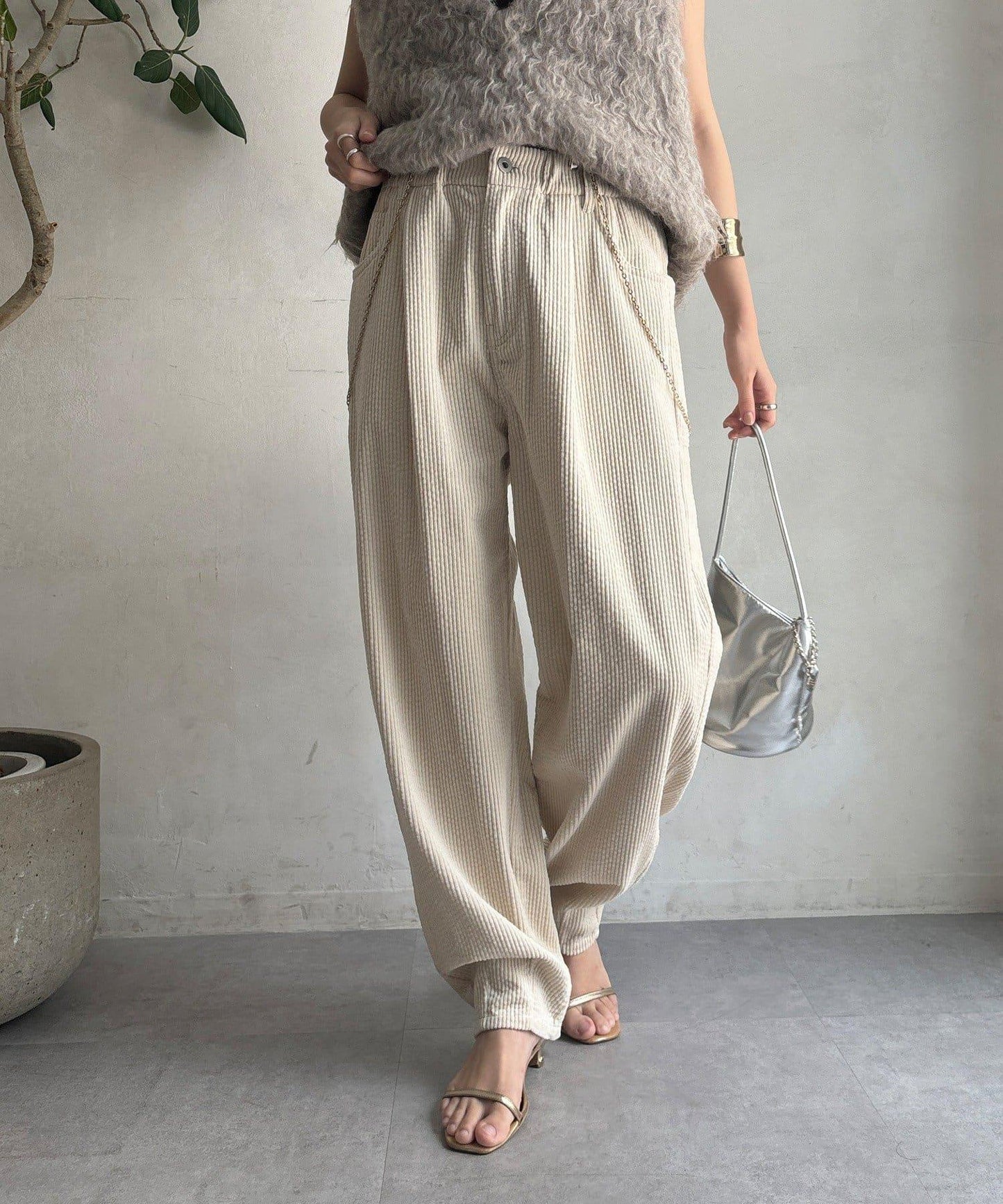 燈芯絨寬鬆長褲