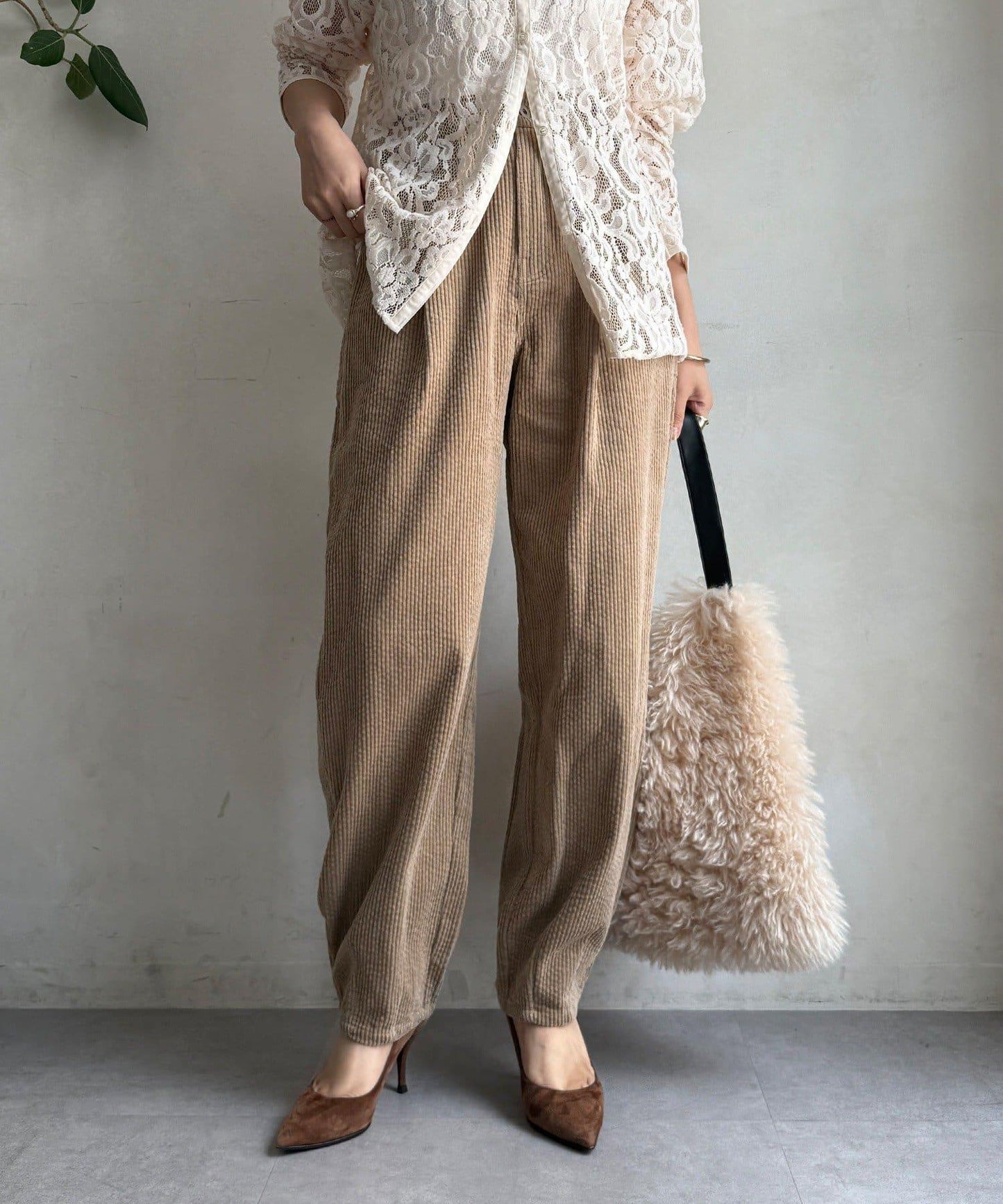 燈芯絨寬鬆長褲