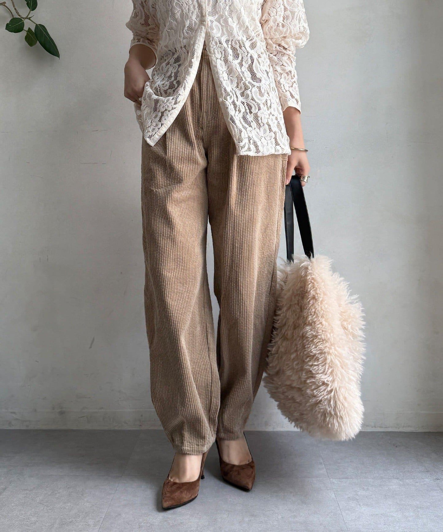 燈芯絨寬鬆長褲