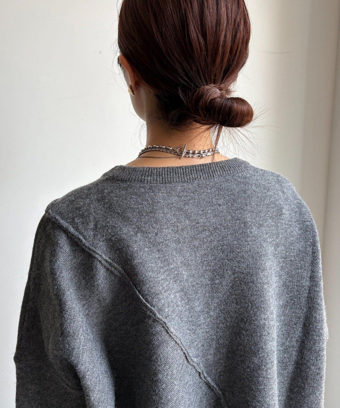 拼接不對稱蝙蝠袖針織衫