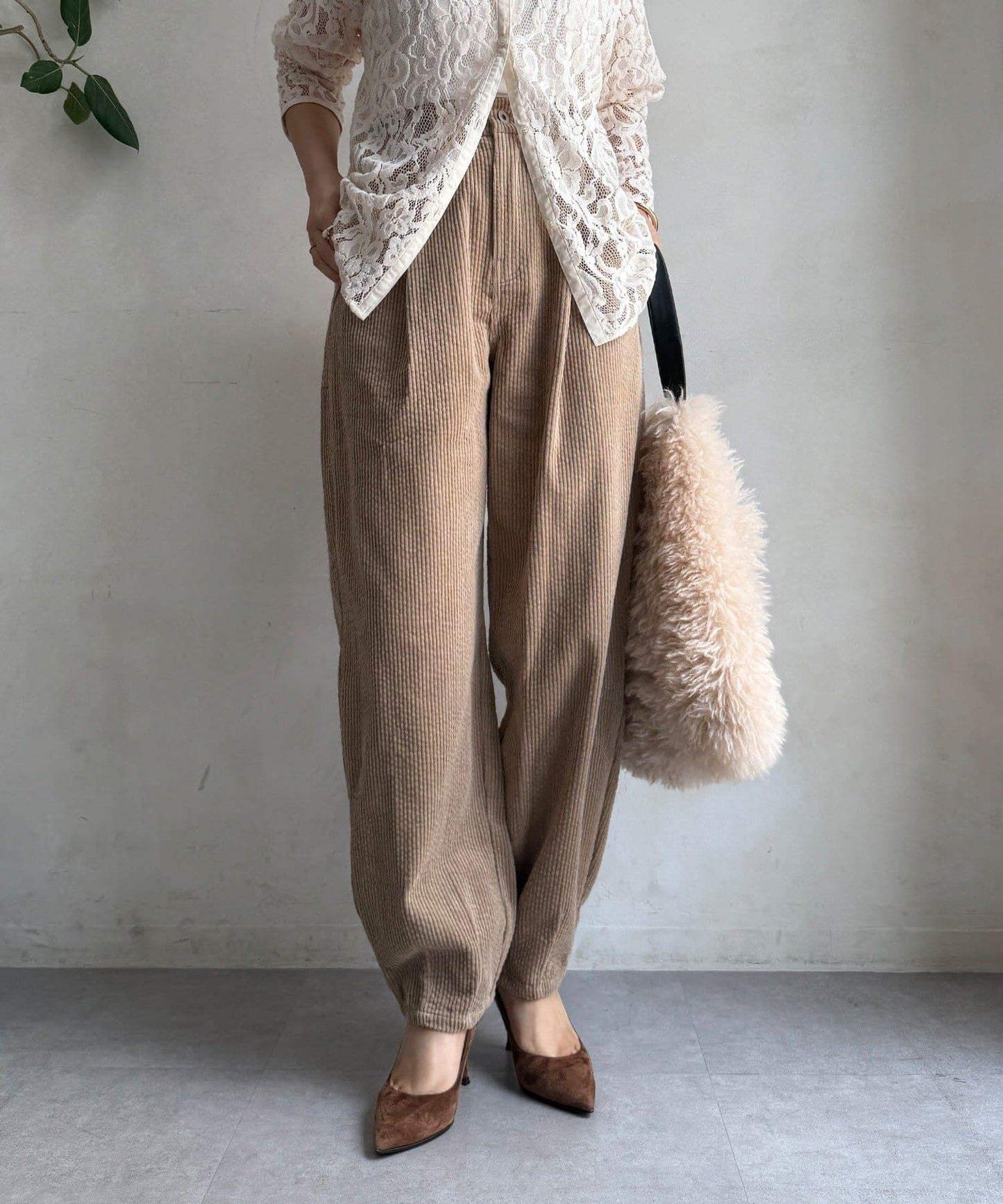 燈芯絨寬鬆長褲