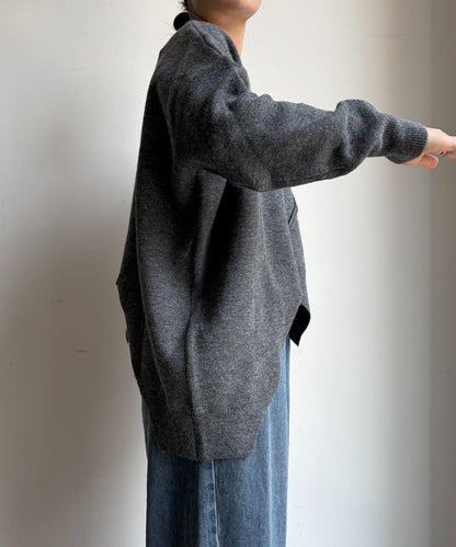 拼接不對稱蝙蝠袖針織衫