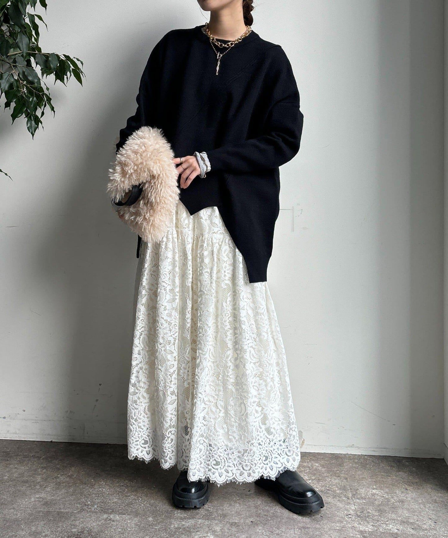 拼接不對稱蝙蝠袖針織衫