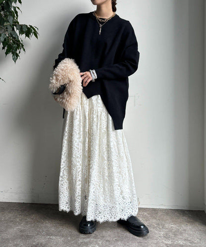 拼接不對稱蝙蝠袖針織衫