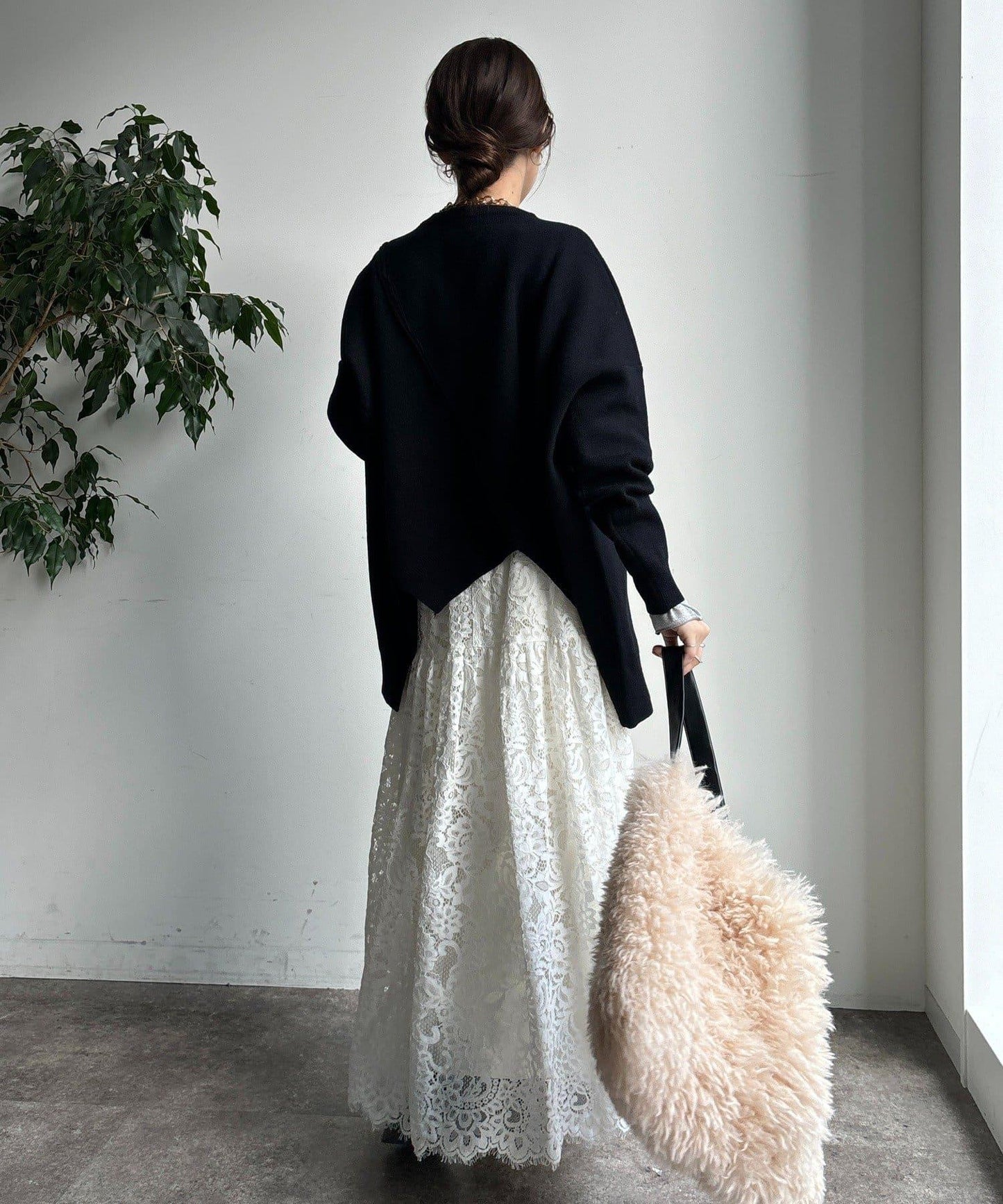 拼接不對稱蝙蝠袖針織衫