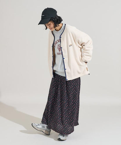 拼色抓絨按扣開衫