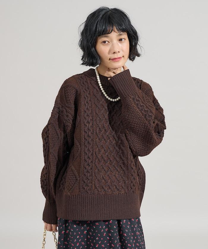 混色編織圓領針織衫