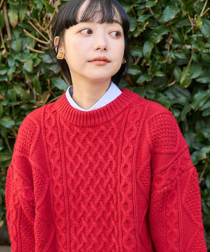 混色編織圓領針織衫