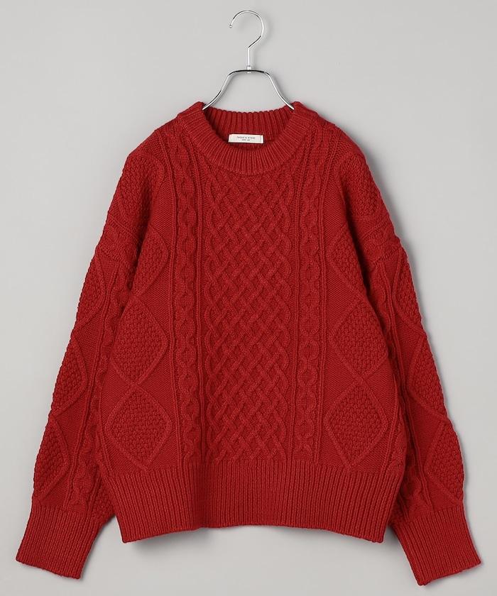 混色編織圓領針織衫