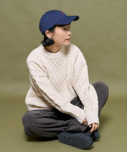 混色編織圓領針織衫