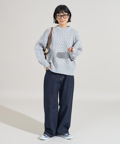 混色編織圓領針織衫