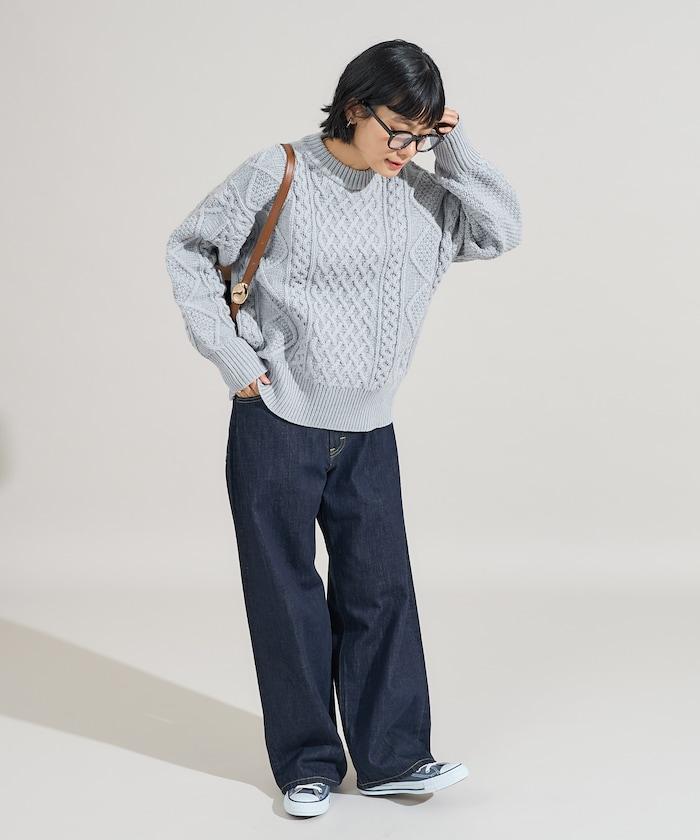 混色編織圓領針織衫