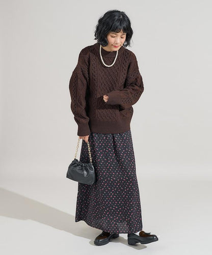 混色編織圓領針織衫