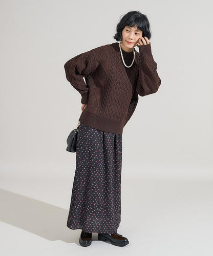 混色編織圓領針織衫