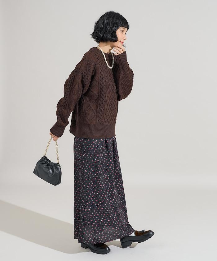 混色編織圓領針織衫