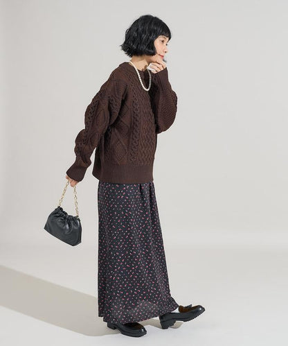 混色編織圓領針織衫