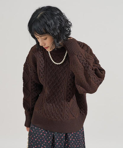 混色編織圓領針織衫