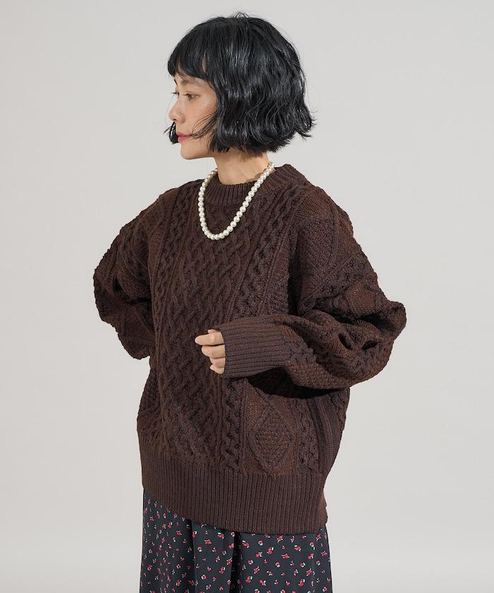 混色編織圓領針織衫