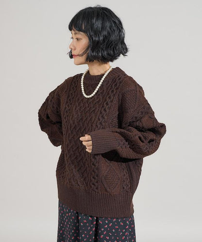 混色編織圓領針織衫