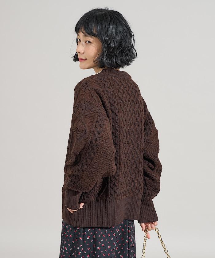 混色編織圓領針織衫