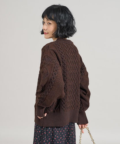 混色編織圓領針織衫